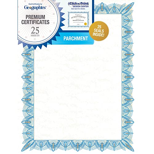 GEO39087 - Unique Blue 8-1/2x11 Award Certificates/Gold Seals