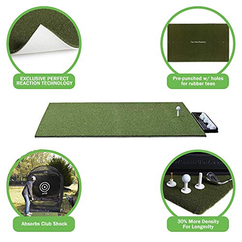 Premium Residential Golf Mat - 4X5 Feet Premium Turf Indoor/Outdoor Mat - Golf Stance Mat For Pros & Beginners W/ Golf Accessories (Golf Tray + 3 Rubber Golf Tees) #TOP1