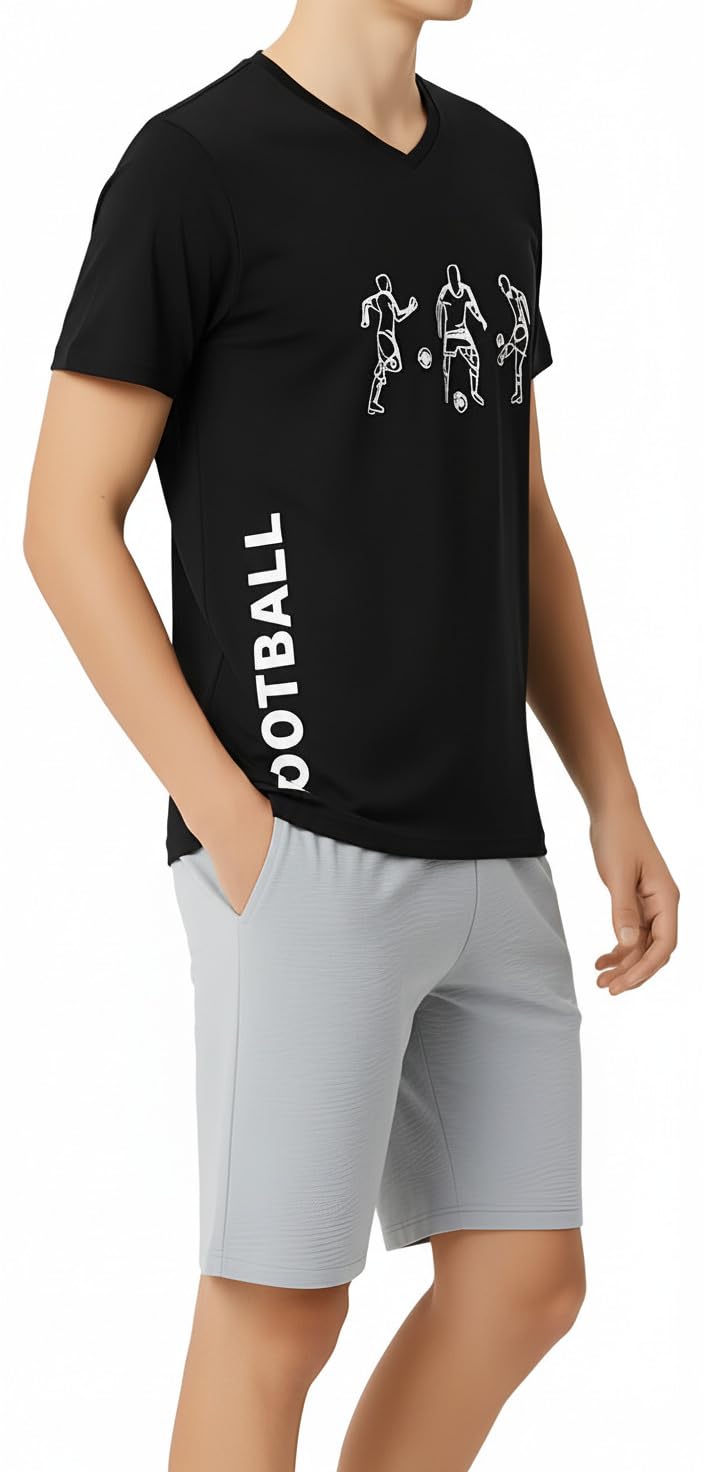 Pyjama court pour garçon, jersey simple doux en 100 % coton et pantalon en forme de bermuda