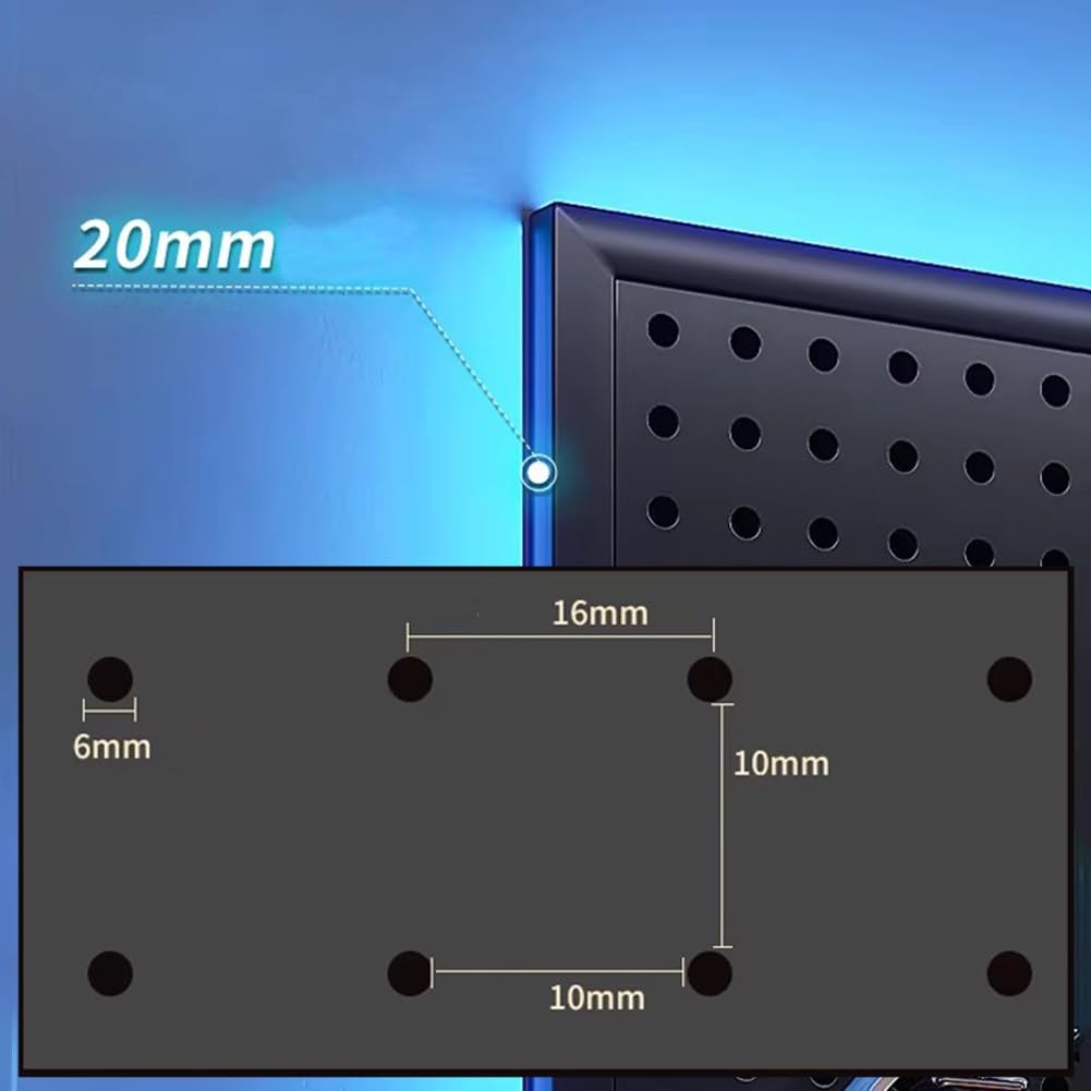 Kit de tablero de clavijas rectangular para almacenamiento en pared, organizador de paneles resistentes al óxido y a los arañazos con ganchos para sala de manualidades, oficina, taller, garaje