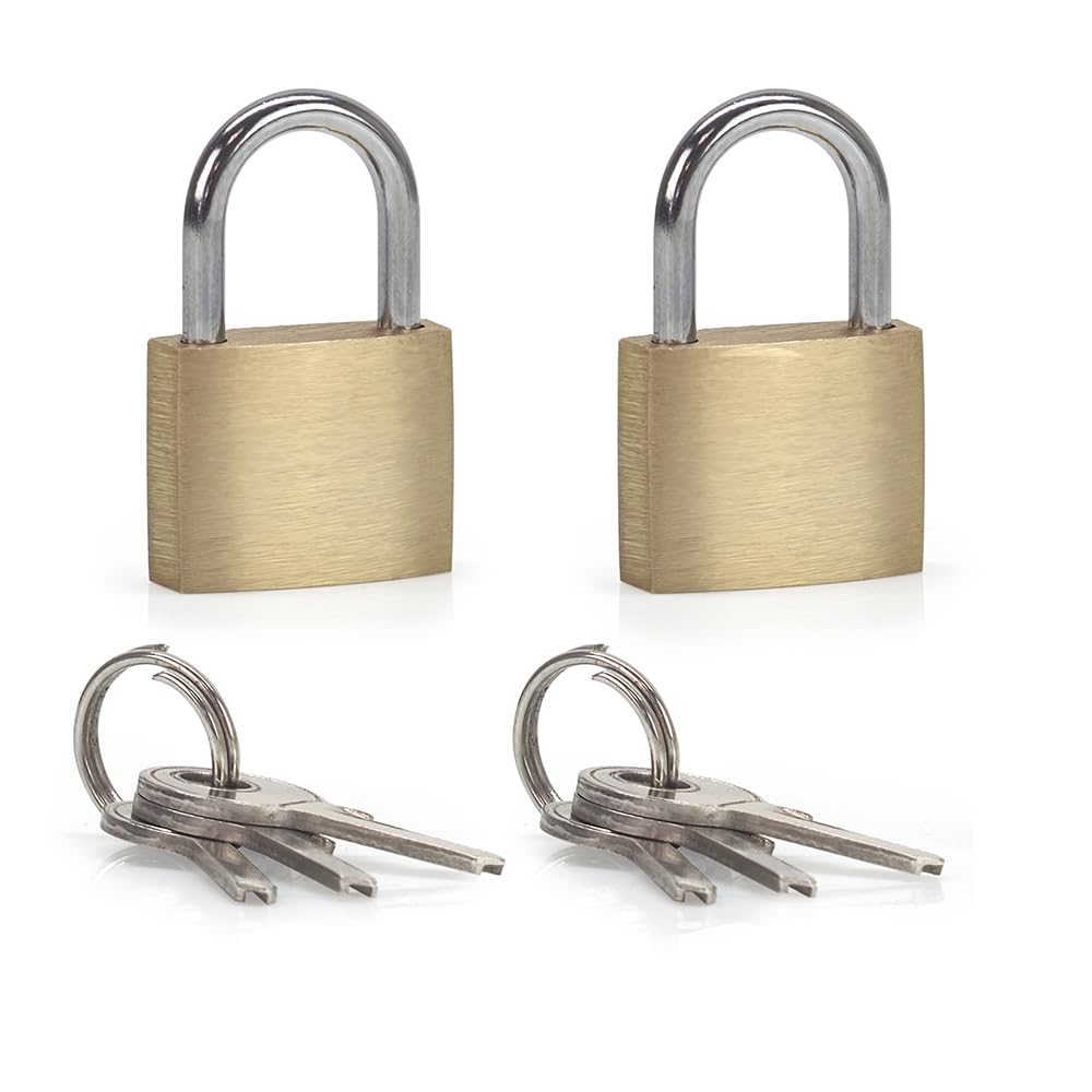 Waytex 73540 Lot de 2 cadenas 20mm à clé Keyed Padlock, Brass, 2 x 20mm