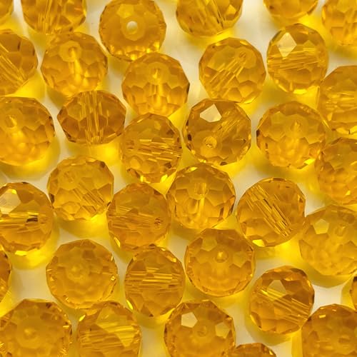 Jmassyang 60PCS 10mm Crystal Glass Beads Faceted Briolette Beads with Hole Loose Spacer Beads for DIY Jewelry Making Bracelets Necklaces Earrings Wind Chimes(Orange)