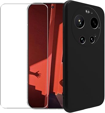 Case for Xiaomi 17 Ultra 5G + Glass Screen Protector Tempered Film - Transparent Silicone Soft Flexible Bumper Shockproof TPU Protective Cover Shell Black