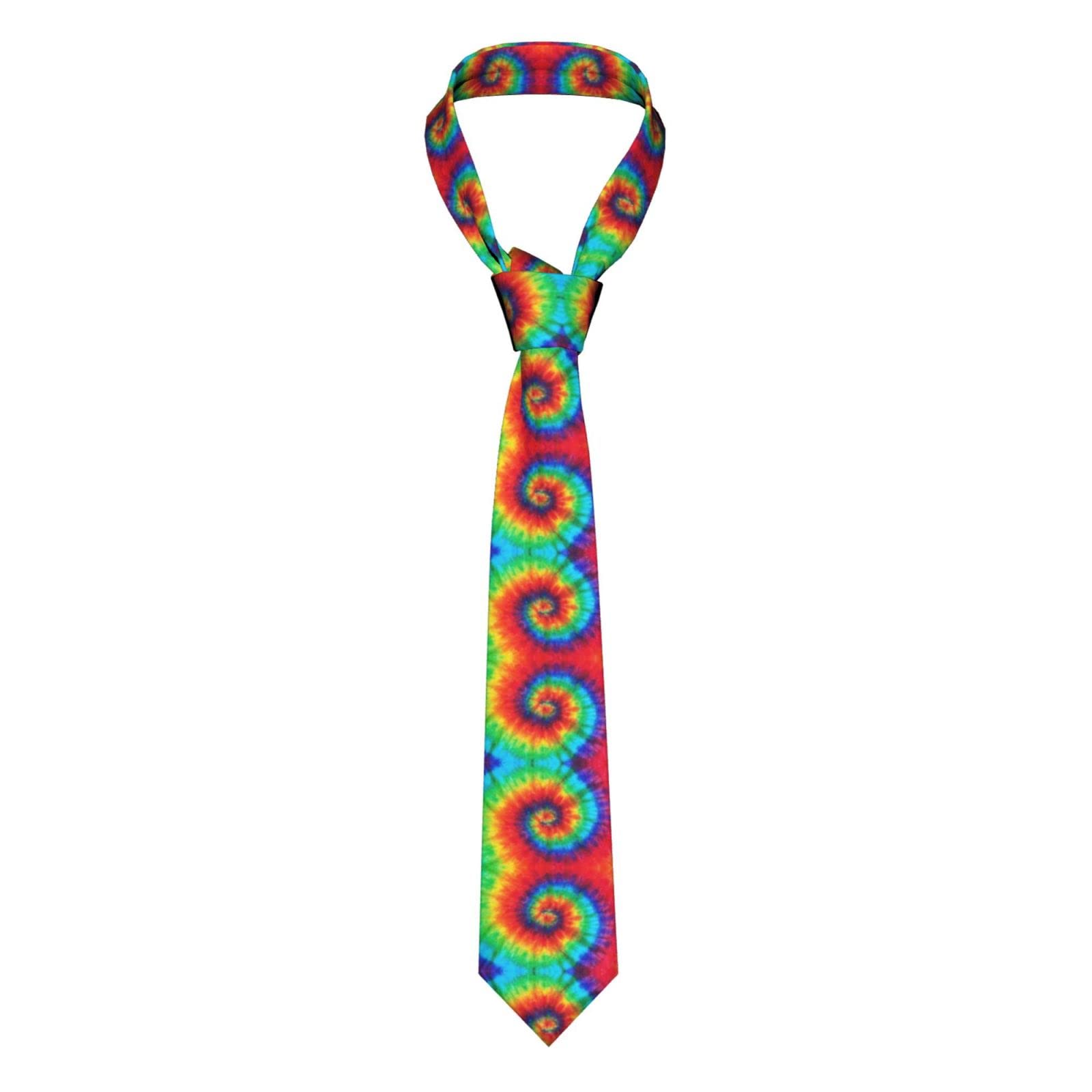 Aseelo Men's Tie Dye Rainbow Neckties Fashion Suit Tie Classic Neck Ties Skinny Tie For Wedding Business Formal Party