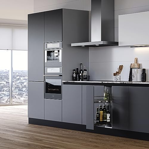 Emuca - Carrello portabottiglie estraibile per mobile di cucina, Montaggio laterale, Modulo 150mm, Cromato lucido, Acciaio - 2