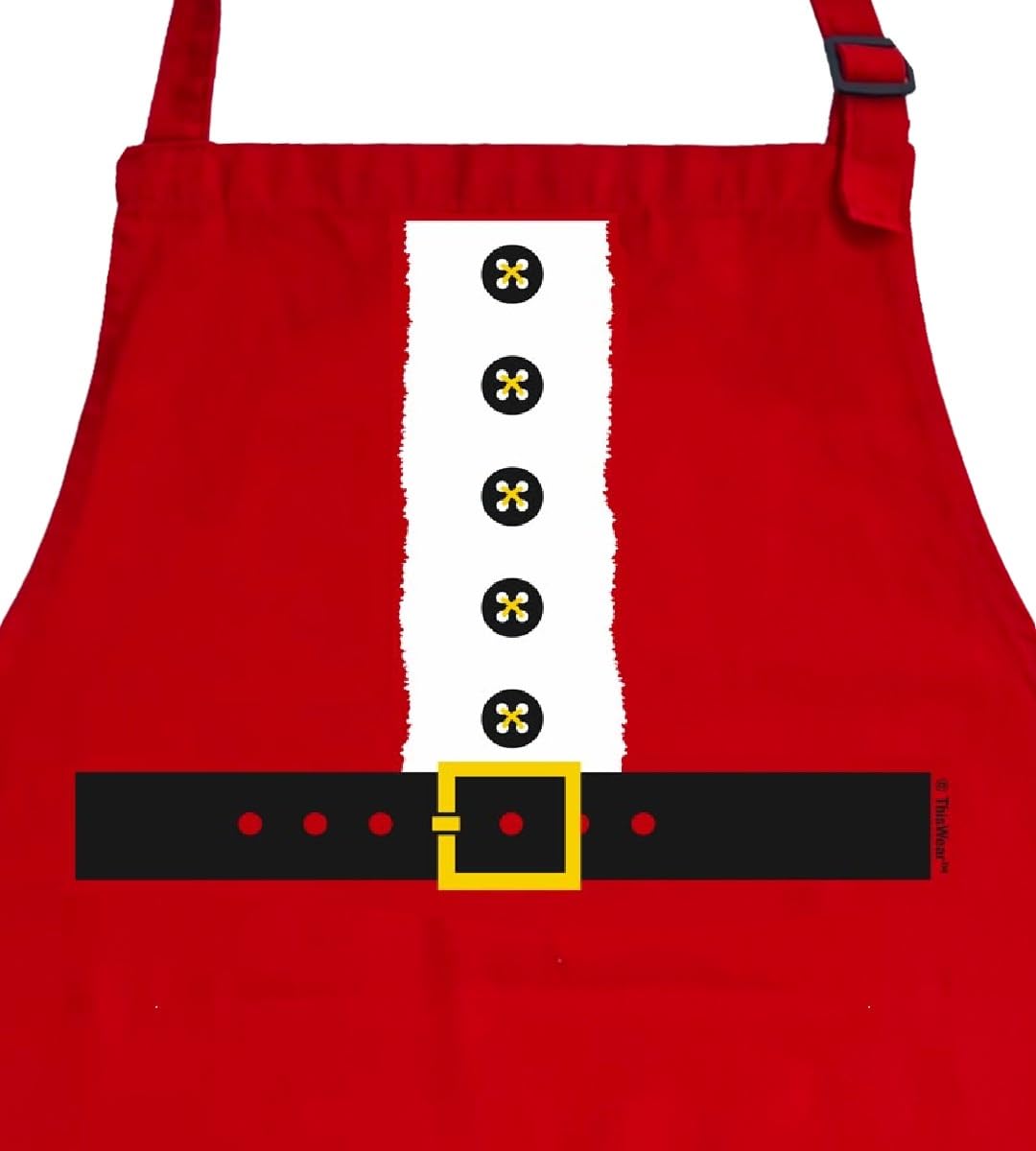 ThisWear Santa Apron Mrs Claus Outfit Cooking Baking Crafting Two Pocket Apron Red