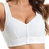 Front Closure Bra for Seniors No Wire, No Underwire Comfort Senior Wireless Snap Closing Bra (White,XX-Large)