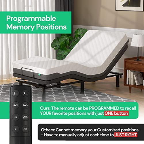 Sunsgrove Motorized Upholstered Adjustable Bed Base With Wireless Remote, Head And Foot Incline, Memory Pre-Sets, Anti-Snore, Zero Gravity, Adjustable Leg Heights Bed Frame, Twin Xl, Split King #TOP2