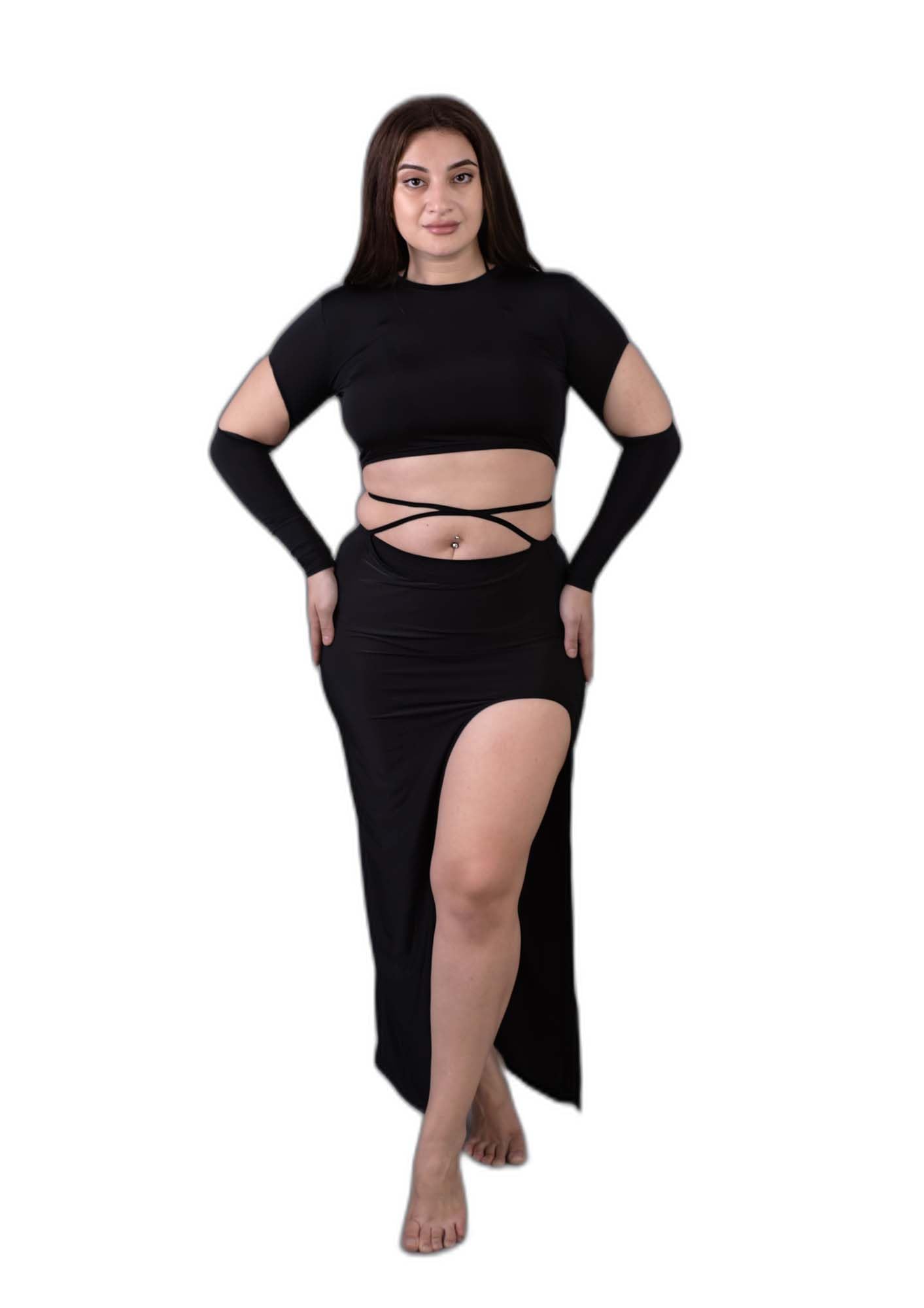keepfit 4 pcs Padded Plus Size Bikni Set with Beachwear Coverup for Women (Black)-picture-41
