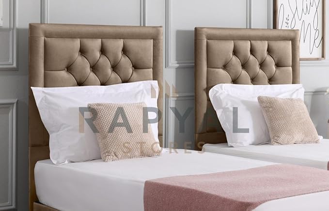 Hf4you Zip & Link TuftLuxe Deep-Cushion Velvet Headboards – Elegant 24" Design in 5ft & 6ft Sizes, 6 Colour Options (Beige, 6ft)