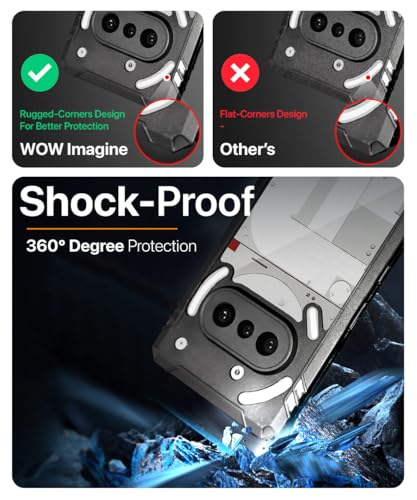 WOW IMAGINE Shock Proof Clear Protective Back Case for Nothing Phone 3a - AirEDGE Technology | 360 Degree Camera Protection | Transparent Hybrid Back Case Mobile Cover - Black