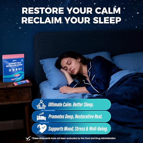 Ultimate Calm Super Cortisol Reducer Supplement Drink - Sleep Aid, Magnesium Glycinate Powder, Ashwagandha, L Theanine, Holy Basil, Vitamin D3, Supports Relax Focus Mood, No Sugar, Mixed Flavor, 30ct - Thumbnail 3