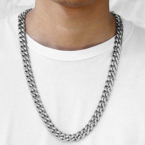 Trendsmax 15Mm Curb Cuban Chain Link Necklace For Men Women Heavy 316L Stainless Steel Silver Color 24 Inch #TOP1