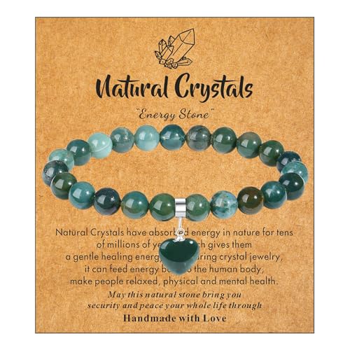 Image of XIANNVXI Green Aquatic Agate Bracelet 8mm Healing Crystal Stone Gemstone Bead Bracelet,Womens Jewellery Gifts for Her