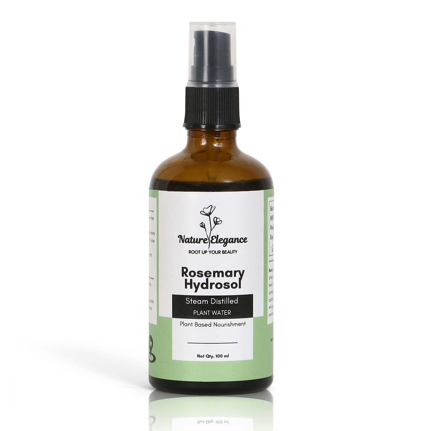 Nature Elegance Rosemary Hydrosol 100ml | 100% Pure Steam Distilled Rosemary Water | For Hair Growth, Frizz Control, Scalp Nourishment & Skin Toning | Suitable for All Hair & Skin Types-image-1