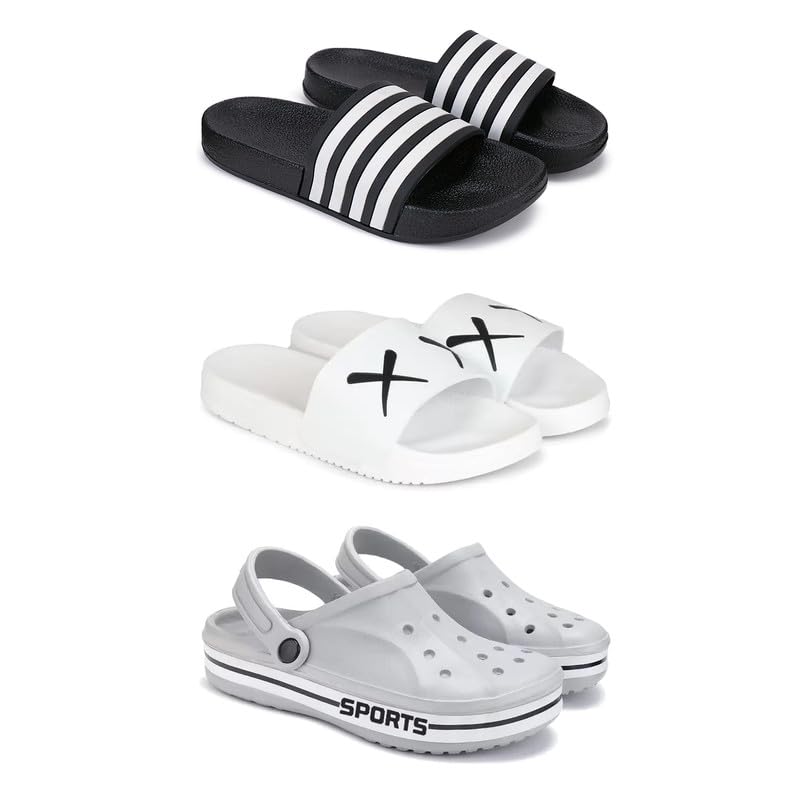 DRACKFOOT Lightweight Classic Slider || Sandals with Clogs for Men-Combo(3)_S-3024-3029-3067-image-17