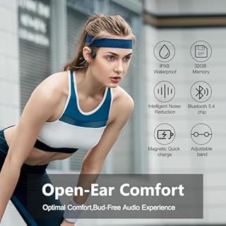 Bone Conduction Headphones, Swimming Headphones, Open Ear Sport Earphones Wireless Bluetooth 5.4 Built-in MP3 Player 32G, IPX8 Waterproof Headphones for Swimming, Cycling, Running