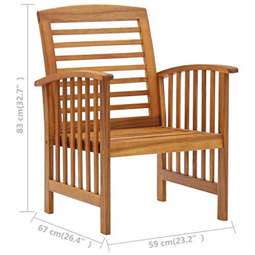 Vidaxl Patio Chairs 2 Pcs, Patio Dining Chair With Armrest, Wood Slat Back Outdoor Dining Chair For Deck Garden Lawn, Solid Wood Acacia #TOP3