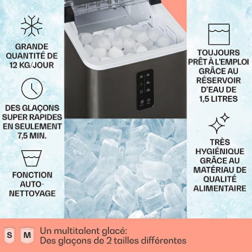 Machine à glaçons Klarstein Albaron en boule 12 kg 24 h 15 Boîtier en acier inoxydable Panneau de commande tactile - vue 3