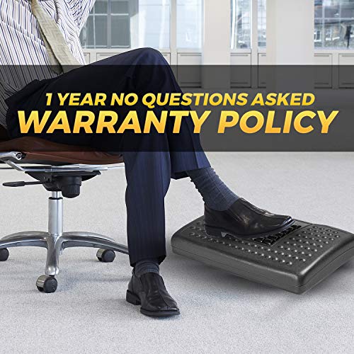 Halter Adjustable Under Desk Home Office Foot Rest with Rollers for Foot Massage, Black