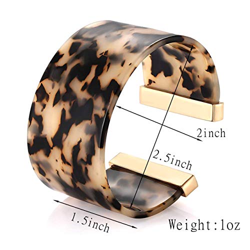 Faerliiry Wide Cuff Bangle Bracelet For Women Acrylic Resin Tortoise Bangle Bracelet Statement Adjustable Bracelet (Leopard) #TOP2
