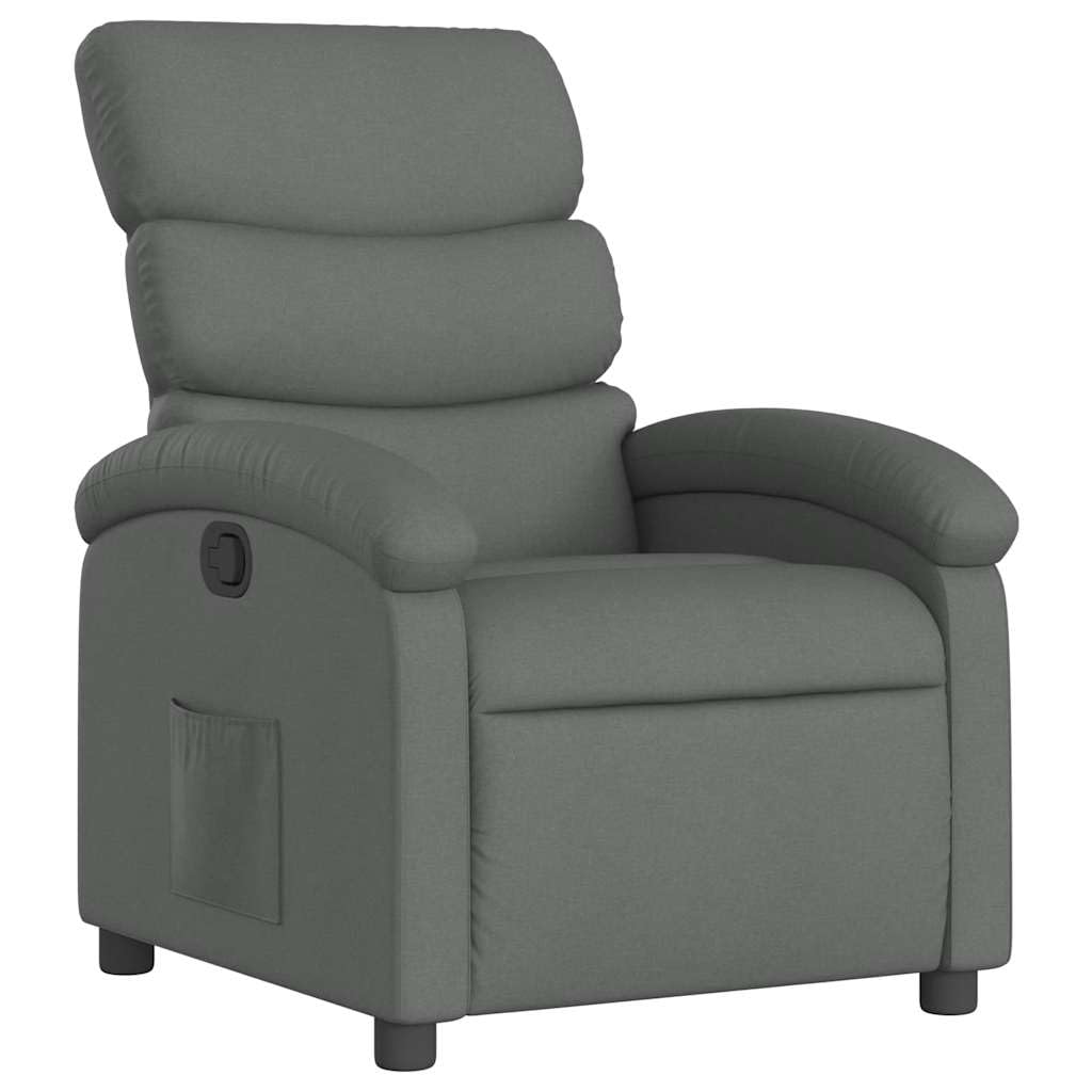 vidaXL Poltrona Reclinabile in Tessuto Grigio Scuro