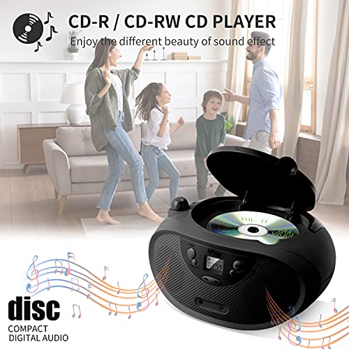 Hplay Gummy Gc04 Portable Cd Player Boombox With Digital Tunning Am Fm Stereo Radio Kids Cd Player Lcd Display, Front Aux-In Port And Headphone Jack, Supported Ac Or Battery Powered- Black #TOP1