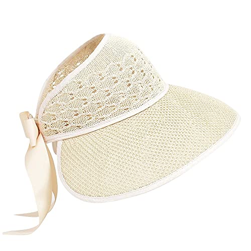 Chapeau de paille d'été pour femme avec un nœud élégant style pliable