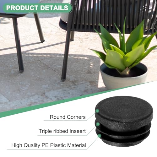 Image of M METERXITY 30 Pack Round Plastic Plug, OD 1.2 inch Furniture Tube Inserts Pipe Hole End Caps for Tubing Post /Glide Insert for Pipe Post /Table Chair Leg /Metal Tubing /Fence [Black]
