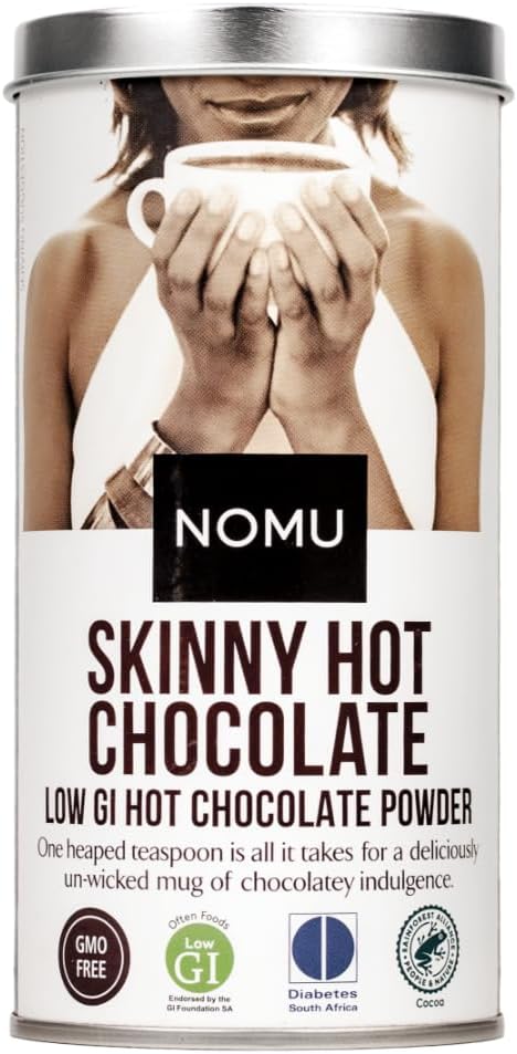 NOMU Skinny 60% Cocoa Hot Chocolate, 33 Servings, No Sugar Added, 20 Calories, Rich Chocolate Flavor, Keto-Friendly, High Protein