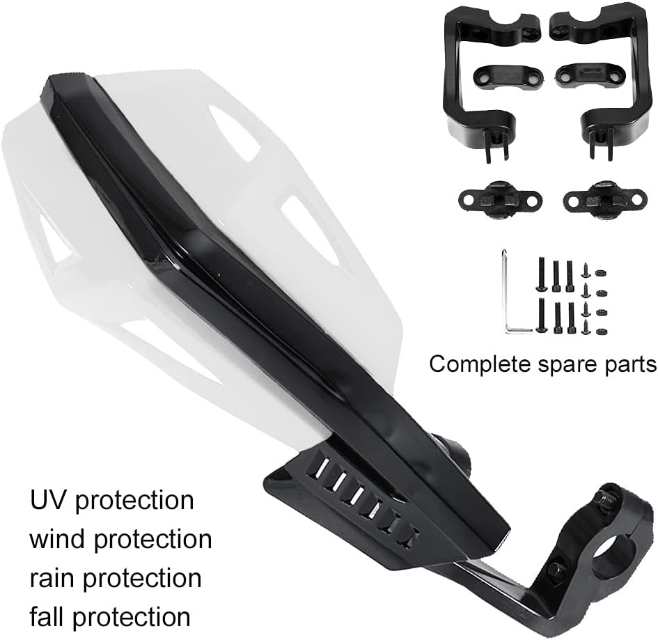 Motorcycle Hand Guard 7/8in 22mm ABS Fall Resistant Protector Universal Accessories Multiple Colour Powersports Handguards for Motorcycle Electric Bike Scooter(White)