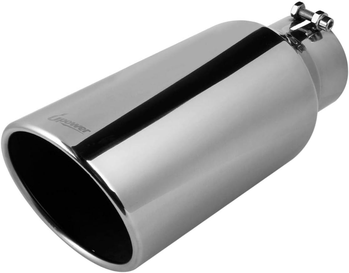Upower Universal Diesel Trucks Car Exhaust Tip 4 Inch Inlet 6" Outlet 15" Long Stainless Steel Bolt-On