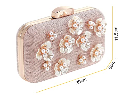 INOVERA (LABEL) Women's Glitter Floral Rhinestone Beaded Evening Party Clutch Wedding Bag Wallet - Image 2