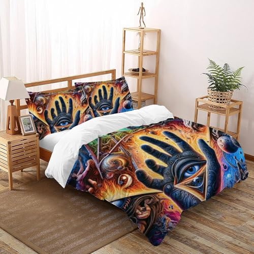 Housse de couette King en microfibre imprimé 3D Les Yeux Bedding - 2