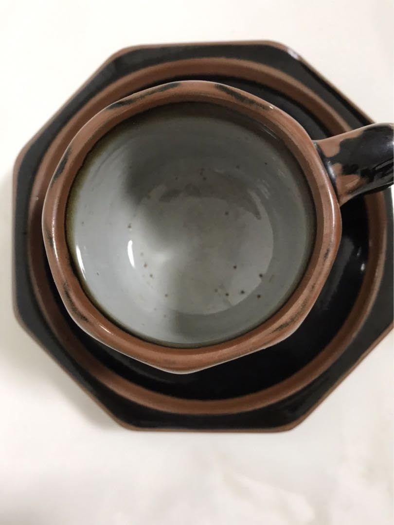 Amazon.co.jp: 庵地焼 ペアカップアンドソーサー 工芸品 新潟 陶器 