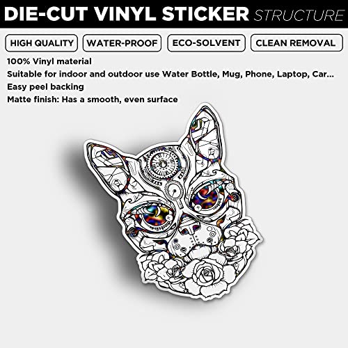 Cvhoming Sticker, Cat Sugar Skull Sticker Explorer Cat Skull Cat Dad Flower Sticker, Matte Kiss-Cut Sticker, Decal Sticker For Tumbler Cup, Laptop, Phones, Helmets, Boats, Hardhats And Vehicles, Size 4" #TOP4