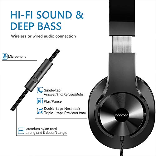 Bopmen T3 Wired Over Ear Headphones - Stereo Sound Headphones With Tangle Free Cord Bass Comfortable Headphones, Lightweight Portable For Smartphone Tablet Computer Pc Laptop Notebook #TOP1