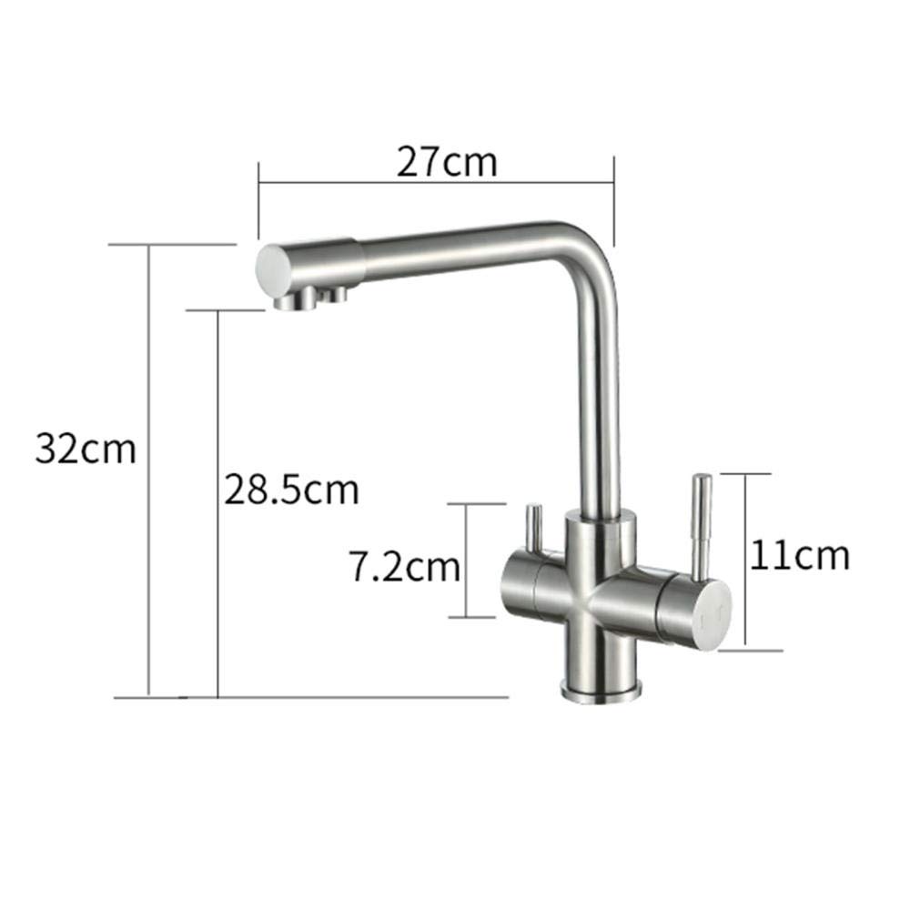 3-Wege-wasserfilter, küchenarmatur, trinkwasser, Edelstahl, heiß und kalt, 360°-drehung, Filtration, küchenspüle, wasserhähne, gebürstet