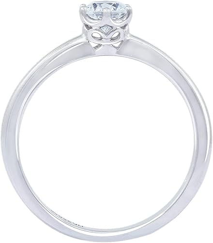 Miniatura 2 de Tienda Essentials Anillo solitario de plata de ley con circonita cúbica redonda de elementos infinitos (anteriormente colección Tienda)