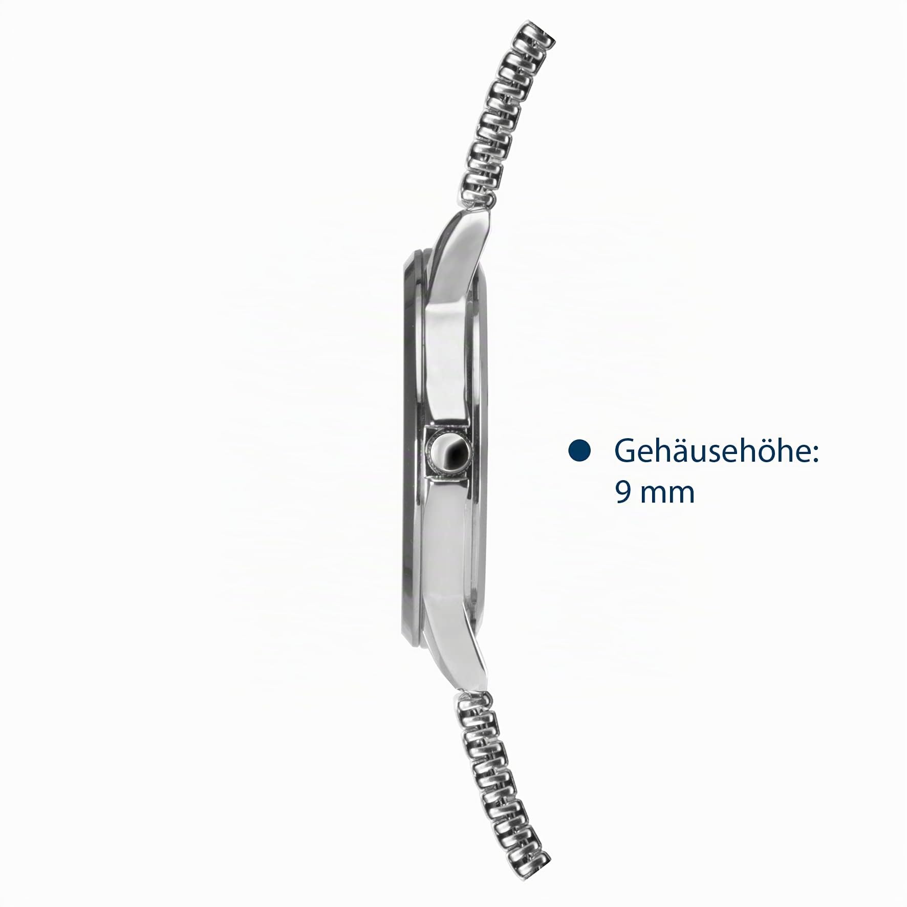 Atrium Damen Herren Armbanduhr sehr deutlich silberfarben Quarz 3 Bar Stahlband Zugband Flexband A36-50
