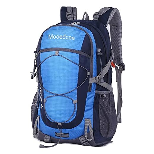 Mooedcoe 40L Mochila Senderismo Montaña Trekking Macutos de Viaje Acampada Marcha (Azul)