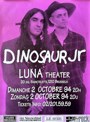 Affiche Dinosaur Jr Belgique 1994 grand poster mural 70x100 cm rétro pour collectionneur de rock