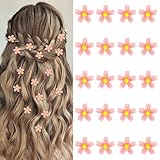 YISSION 20Pcs Mini Pink Flower Hair Clips for Girls Women - Cute Pins, Small Barrettes, Wedding and Bridal Accessories