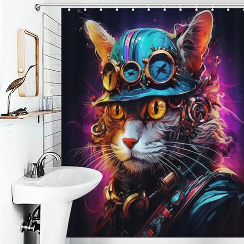 Rideau de douche de qualité supérieure en tissu lavable chat mignon