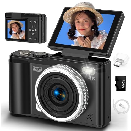 Amazon | デジカメ 4K デジタルカメラ 6400万画素 180度回転可能