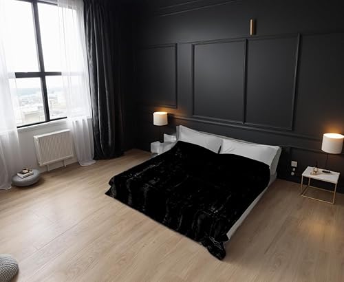 Miniatura 9 de Manta negra tamaño king visón coreano grueso suave felpa mantas Cobijas Fleece Throw