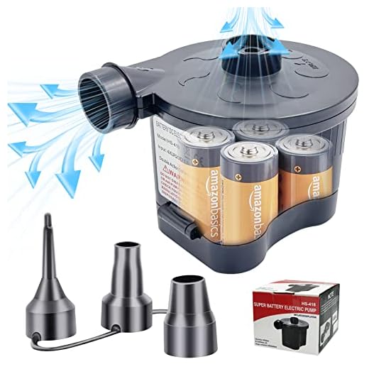 4D Battery Powered Portable Air Pump, Electric Air Pump for Mattress Inflatables Paddling Pool Beach Toys, Travel Air Pump for Swimming Rings Bed Pool Toys (3 Air Nozzles)