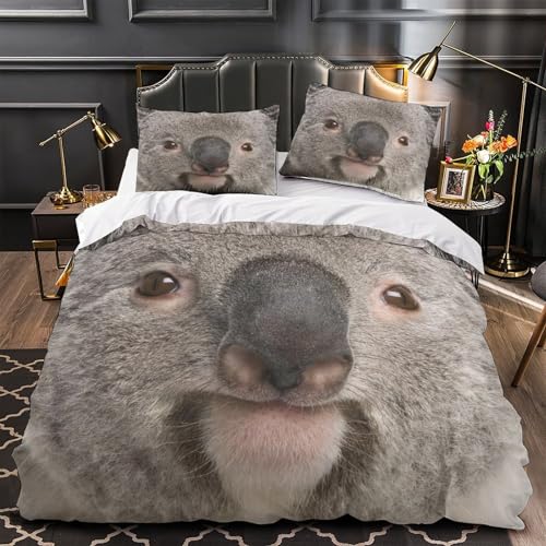 Housse de couette koala 3D microfibre déco chambre animaux 140x200