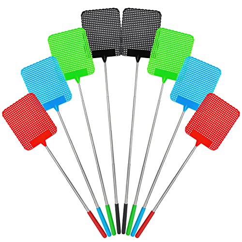 OSPORTFUN Matamoscas Extensible, 8 Piezas Matamoscas Telescópicos con Mango Telescópico de Acero Inoxidable Robusto y Duradero, Matamoscas Manual para controlar Moscas, Mosquitos, Avispas, plagas Cover