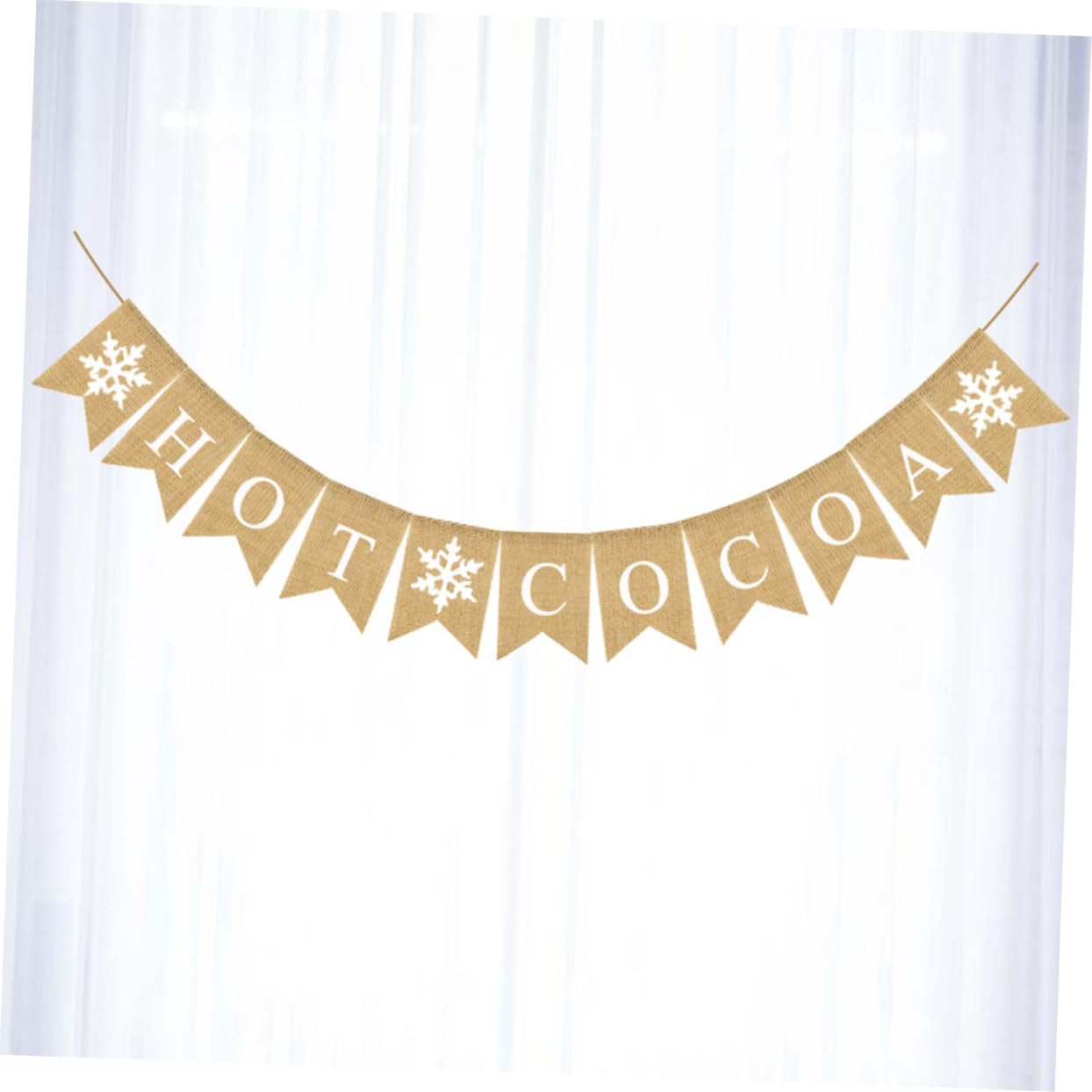 MAGICLULU Set da 3 Eleganti Festoni Natalizi in Lino con Motivo A Fiocco di Neve Decorazioni Festive